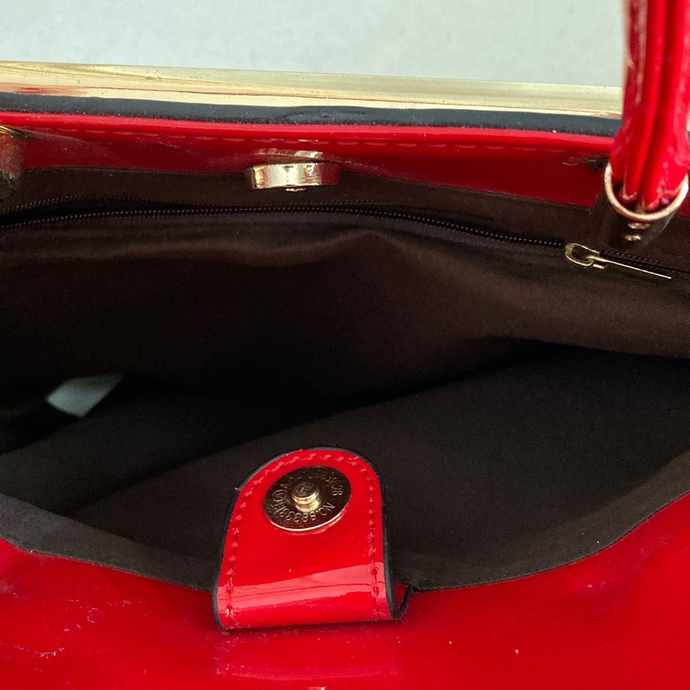 VTG Red Leopard Patent Print 2-1 Bag - Picture 5 of 12
